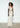 POESIA Fluid Silk Chiffon Dress with Structured Leaf